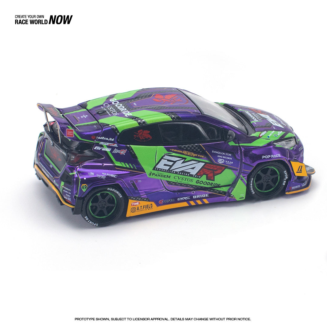 Pop Race 1:64 Toyota EVA RT Test Type-01 Goodride GR Yaris Pandem Rocket Bunny Custom Chrome Purple (PR640143)