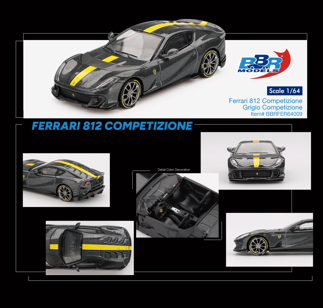 BBR 1:64 Ferrari 812 Ferrari 812 Competizione Grigio Competizione (BBRFER64009)