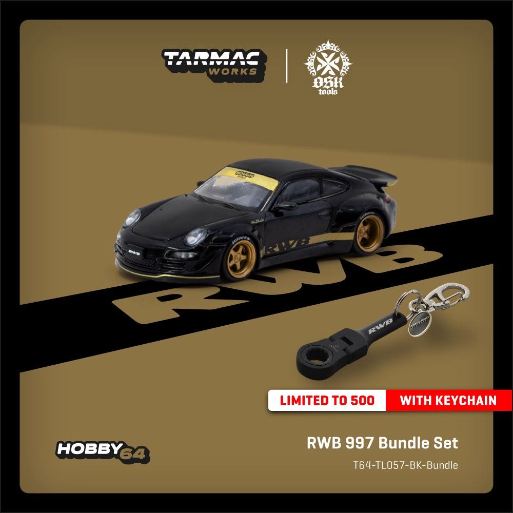 Tarmac Works 1/64 OSK Tools x RWB x Tarmac Works 1/64 RWB 997 Black Bundle Set - Tarmac Works HOBBY64 Limited to 500 sets (In Premium Box Packaging)