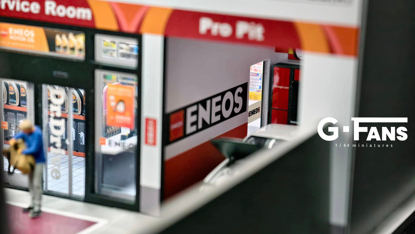 G-Fans 1:64 ENEOS Gas Station Building Scene Model LED Light Diorama