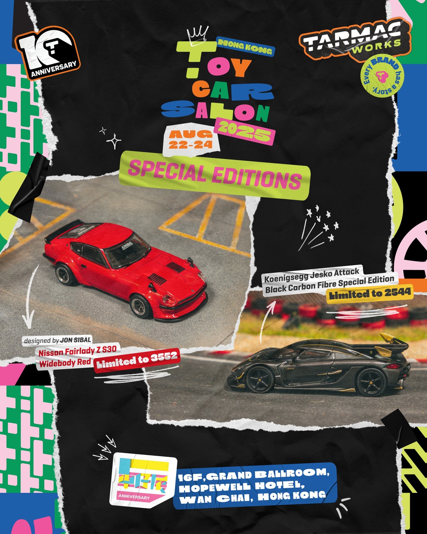Tarmac Works 1/64 Koenigsegg Jesko Attack Black Carbon Fiber – Hong Kong Toy Car Salon 2025 Special Edition - GLOBAL64