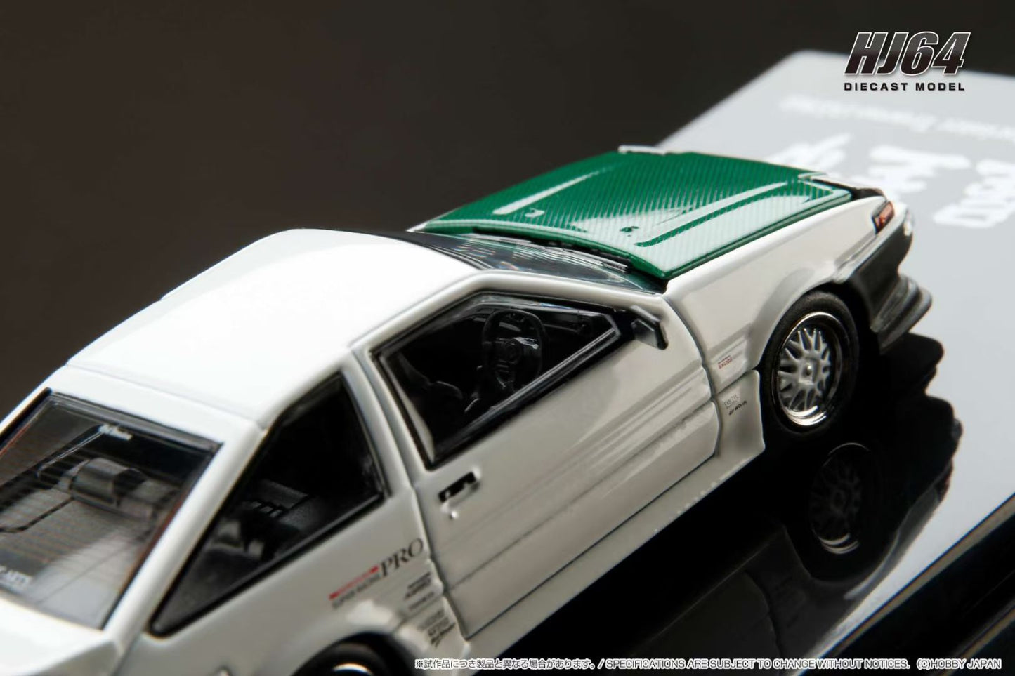 Hobby Japan 1:64 Toyota Sprinter Trueno GT Apex AE86 DORI DORI MESH WHEEL DRIFT KING Openable Front Hood with Detailed Engine Toyota Official Licensed (HJ646052BDK)