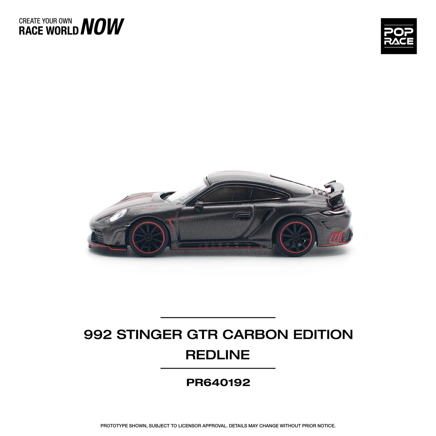 Pop Race 1:64 Porsche 992 Stinger GTR TopCar Design Carbon Edition Redline (PR640192)