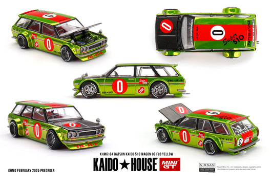 Mini GT 1:64 Datsun KAIDO 510 Wagon OG Flo Yellow (KHMG164)