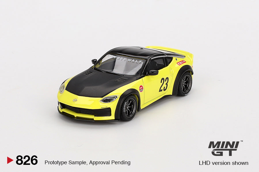 Mini GT 1:64 Nissan Z LB★NATION WORKS Ikazuchi Yellow (MGT00826-CH)