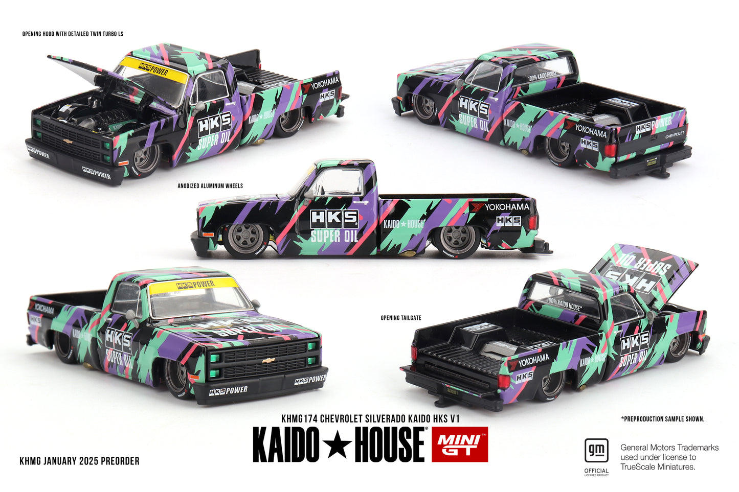 Mini GT 1:64 Chevrolet Silverado KAIDO HKS V1 Kaidohouse (KHMG174)