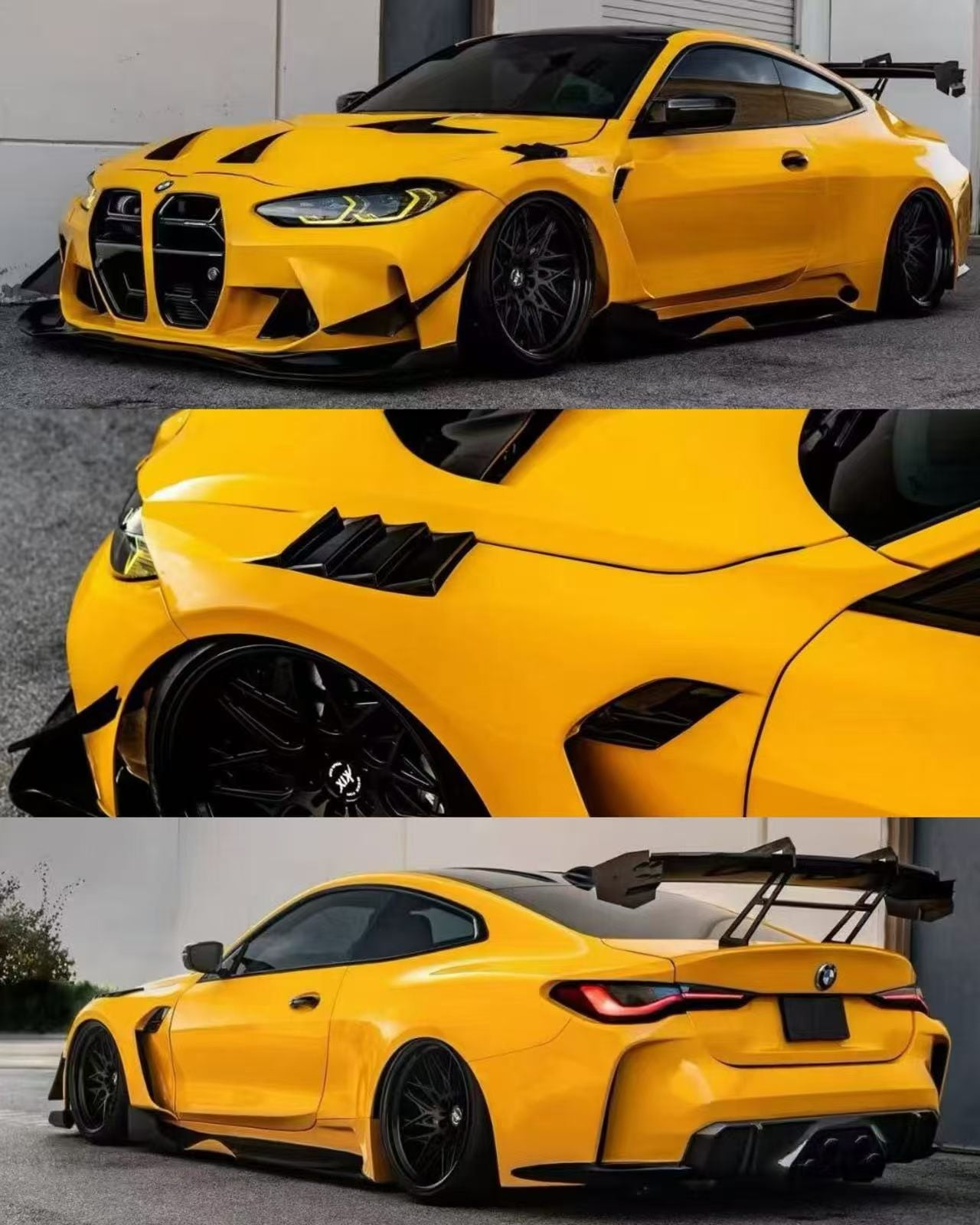 Street Weapon 1:64 BMW M4 G82 Floßmann / Flossmann Auto Design Wide-body Custom Yellow