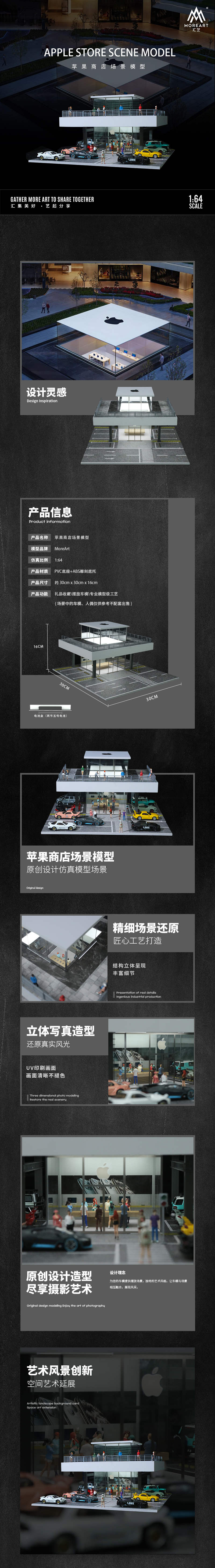 MoreArt 1:64 Apple Store Scene Model LED Lighting Diorama