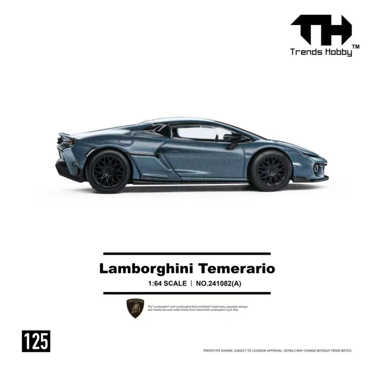 Trends Hobby 1:64 Lamborghini Temerario Matt Blue Openable Front and Rear Hoods Detailed Engine Lamborghini Official Licensed (241082A)