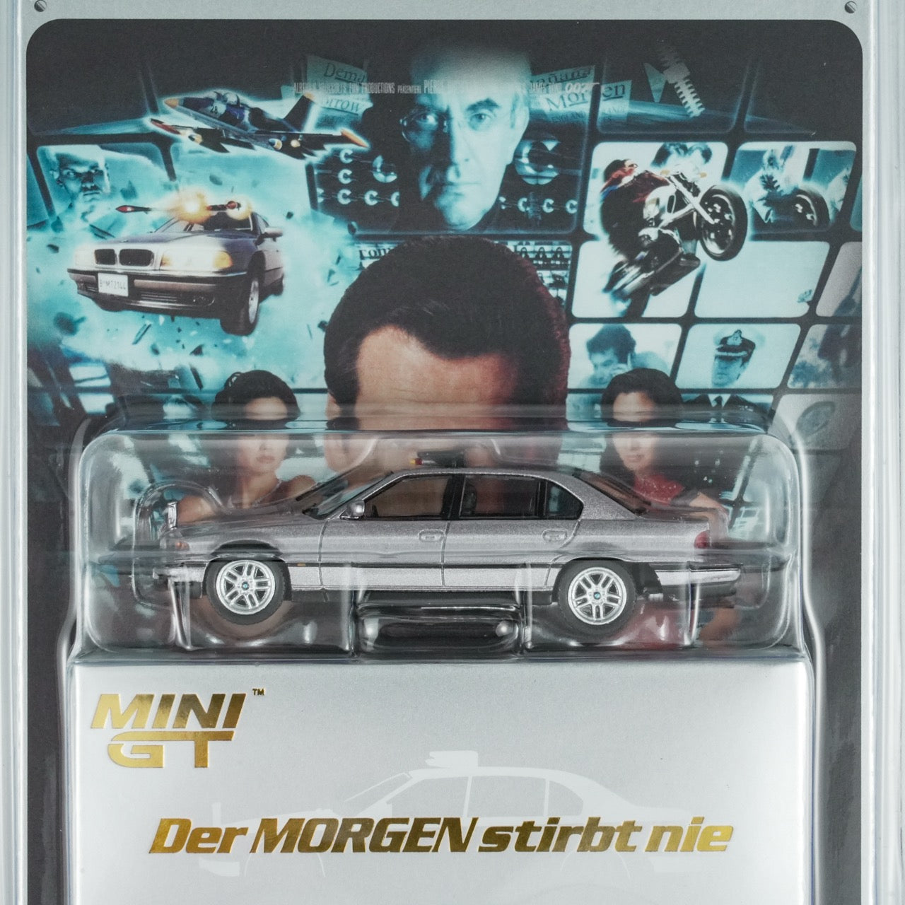 Mini GT 1:64 BMW 750IL "Tomorrow Never Dies" in Blaster Packaging German Version (MGT00902-007G)