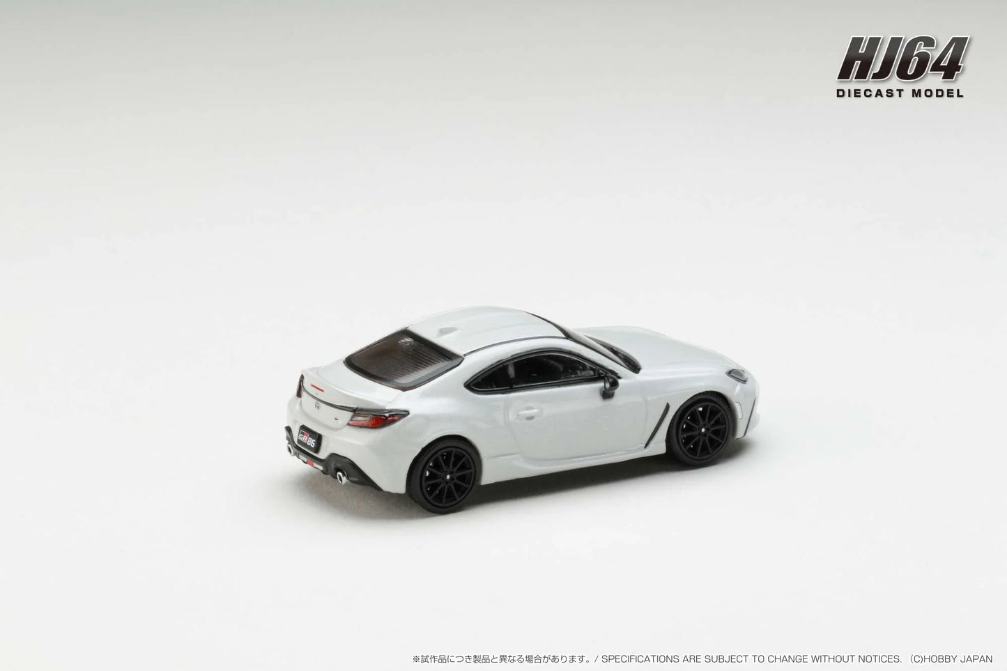 Hobby Japan 1:64 Toyota GR86 RZ With Genuine Optional Rear Spoiler CRYSTAL WHITE PEARL