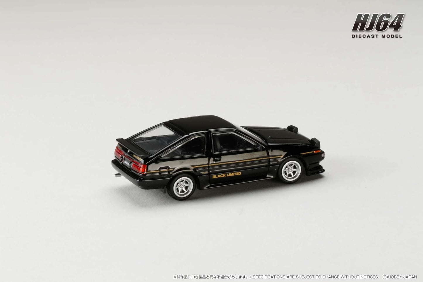 Hobby Japan 1:64 Toyota Sprinter Trueno GT Apex AE86 BLACK LIMITED JDM Style Black Pop Up Lights Openable Front Hood with Detailed Engine Toyota Official Licensed (HJ645052BK)