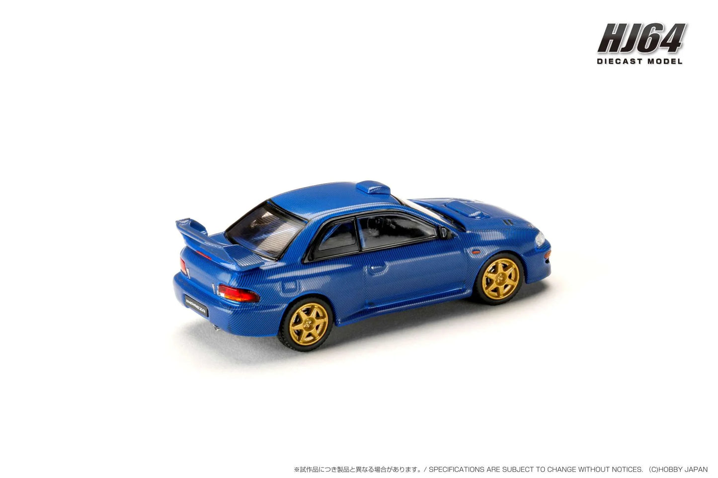 Hobby Japan 1/64 SUBARU SUBARU IMPREZA 22B STi Version (GC8) Rally Base Car CARBON BLUE Official Licensed (HJ647041BL)
