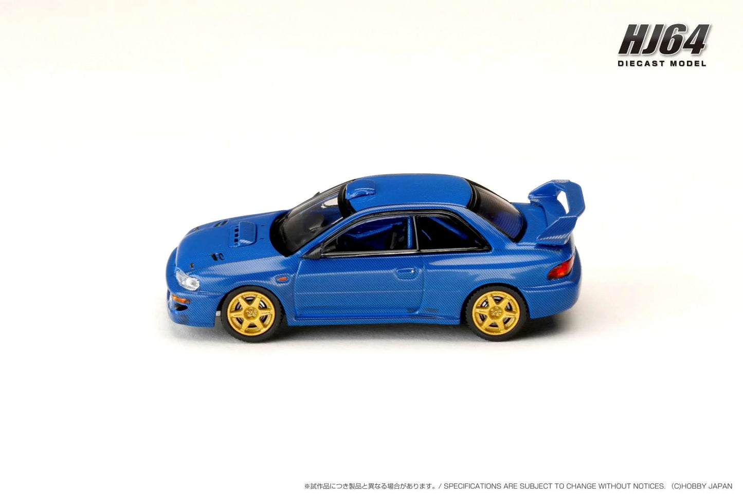 Hobby Japan 1/64 SUBARU SUBARU IMPREZA 22B STi Version (GC8) Rally Base Car CARBON BLUE Official Licensed (HJ647041BL)