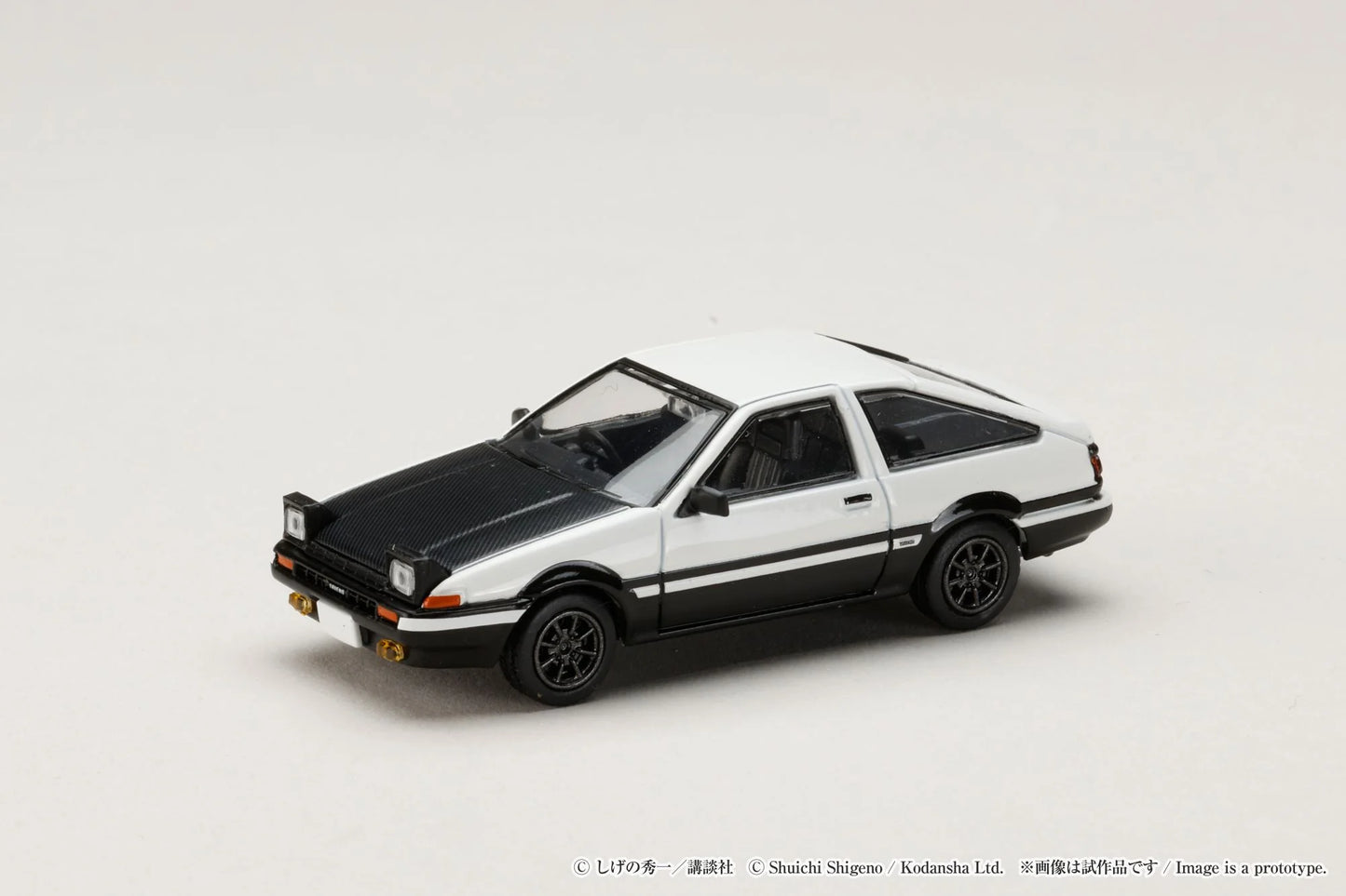 Hobby Japan x JDM64 1:64 Toyota Sprinter Trueno GT Apex AE86 Black Front Hood Initial D 30th Anniversary Set B Takumi Fujiwara vs Tomoyuki Tachi