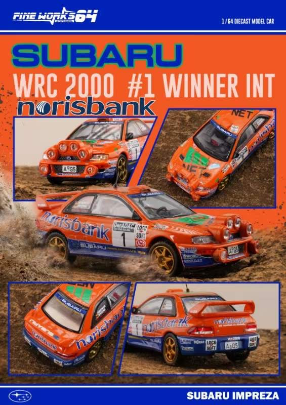 Fine Works 1:64 Subaru Impreza WRC 2000 #1 Winner Norisbank Orange