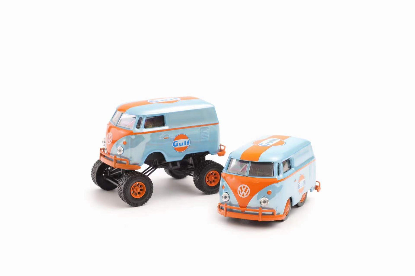 HY Model 1:64 Volkswagen T1 Kombi Camper Van Short Axis Egg Car Gulf Edition 4x4 Monster Truck Wheels