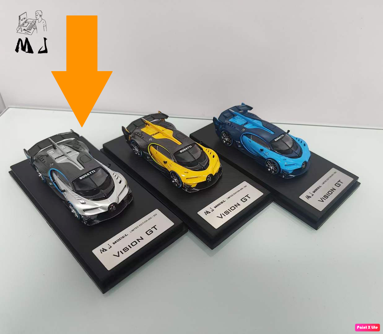 League Model x MJ Model 1:64 Bugatti Vision GT Silver