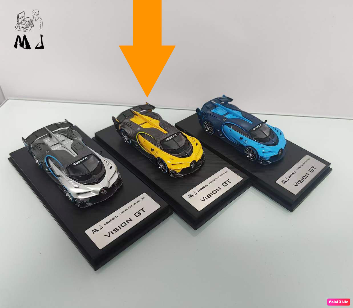 League Model x MJ Model 1:64 Bugatti Vision GT Yellow