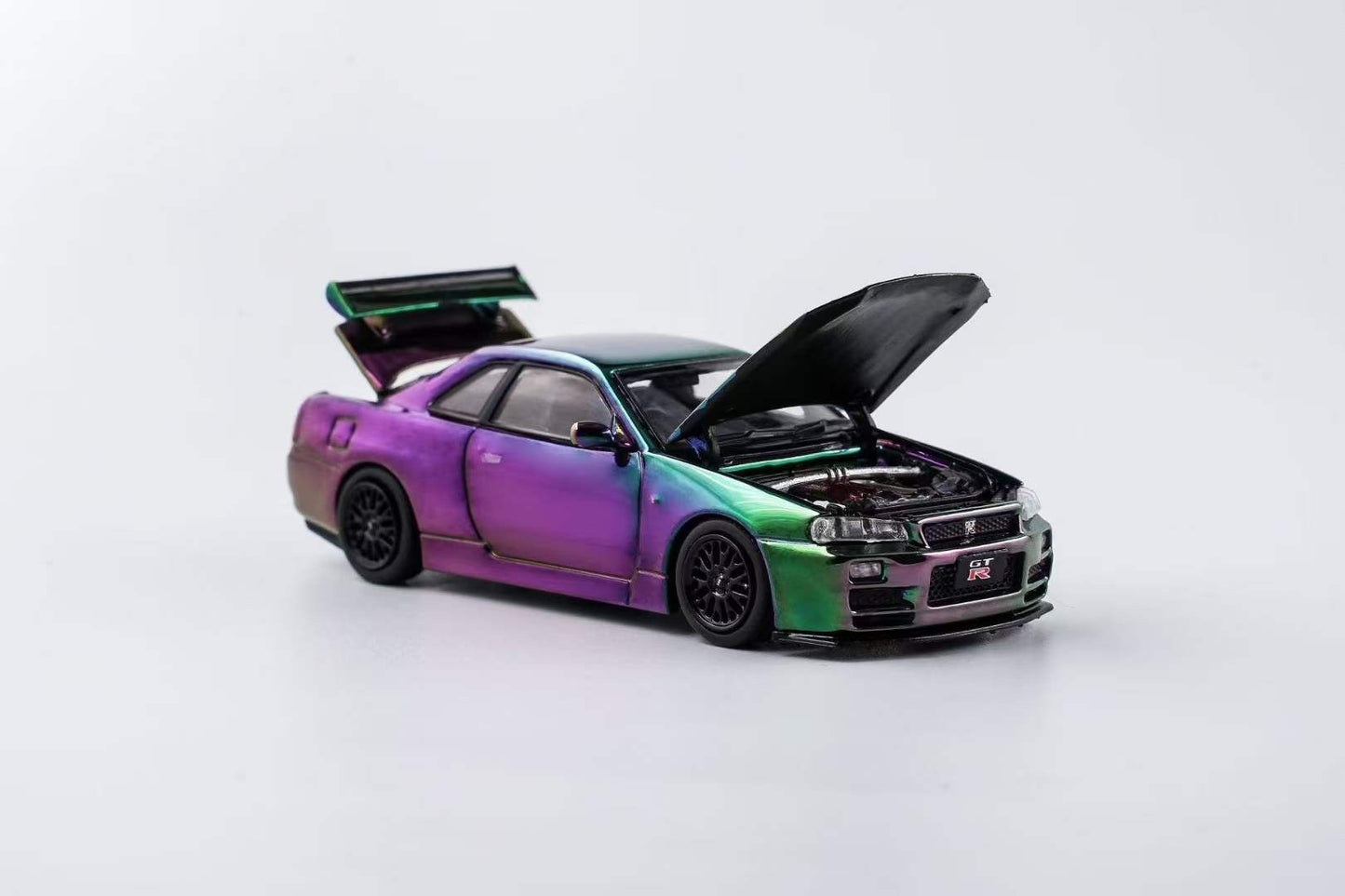 Aurora Model 1:64 Nissan Skyline GT-R R34 Z-Tune Chrome Magic Purple Openable Engine Hood China All In Tuning Expo 2024 Limited Edition 499 Pieces