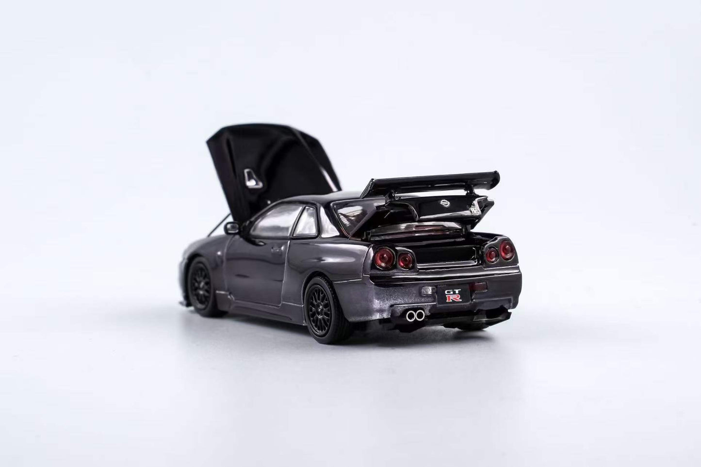 Aurora Model 1:64 Nissan Skyline GT-R R34 Z-Tune Chrome Black Openable Engine Hood China All In Tuning Expo 2024 Limited Edition 499 Pieces