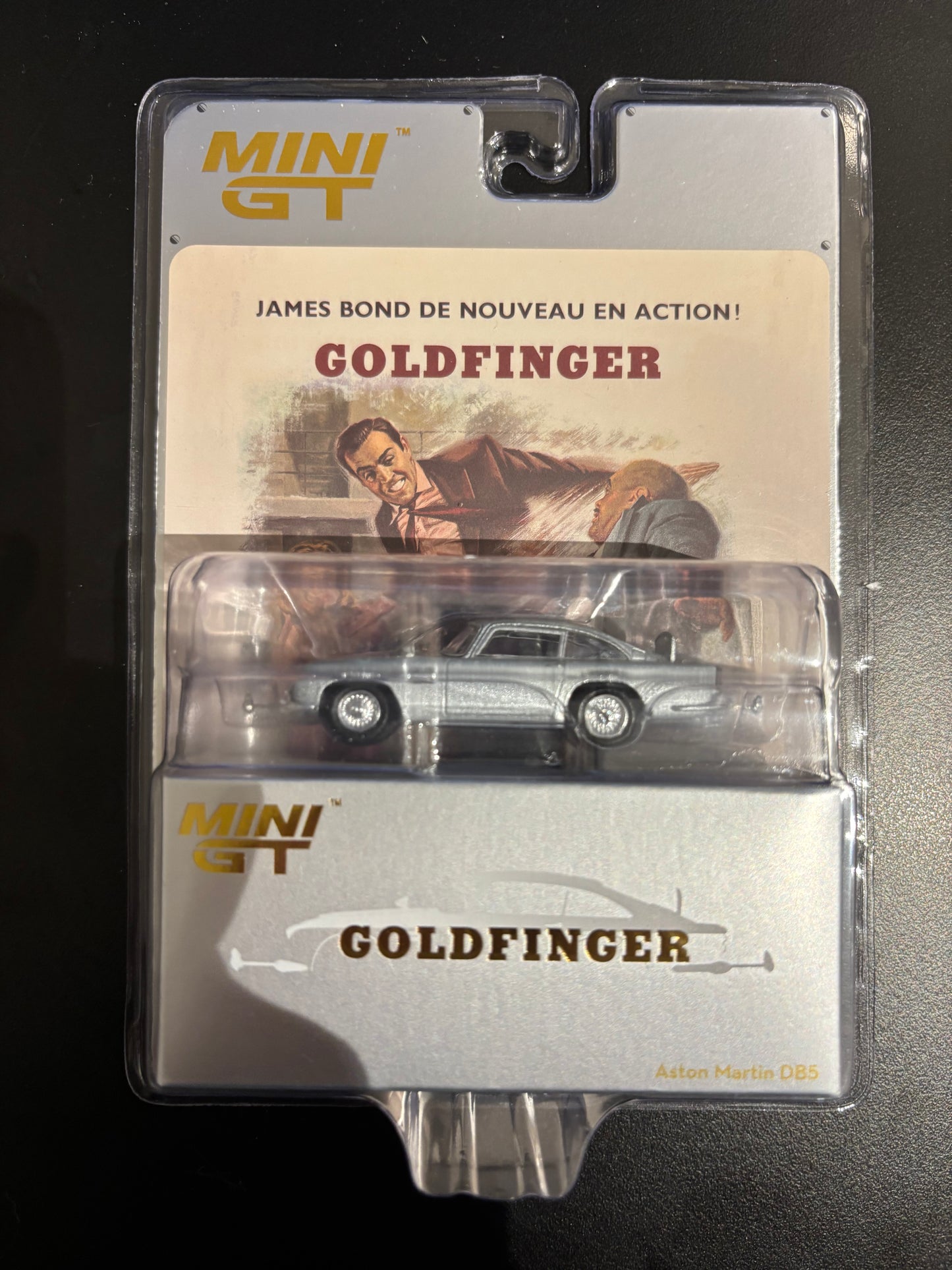 Mini GT 1:64 Aston Martin DB5 “Goldfinger” Blister Packaging French Version (MGT00900-007F)