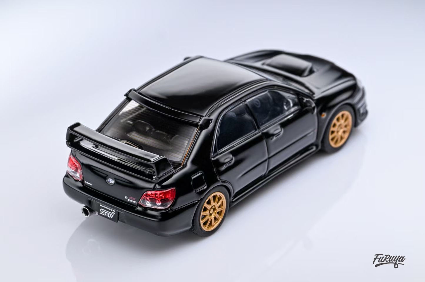 Furuya 1:64 Subaru Impreza WRX STI Hawk Eye Official Licensed Black Sedan with Accessories Limited to 999 Pieces