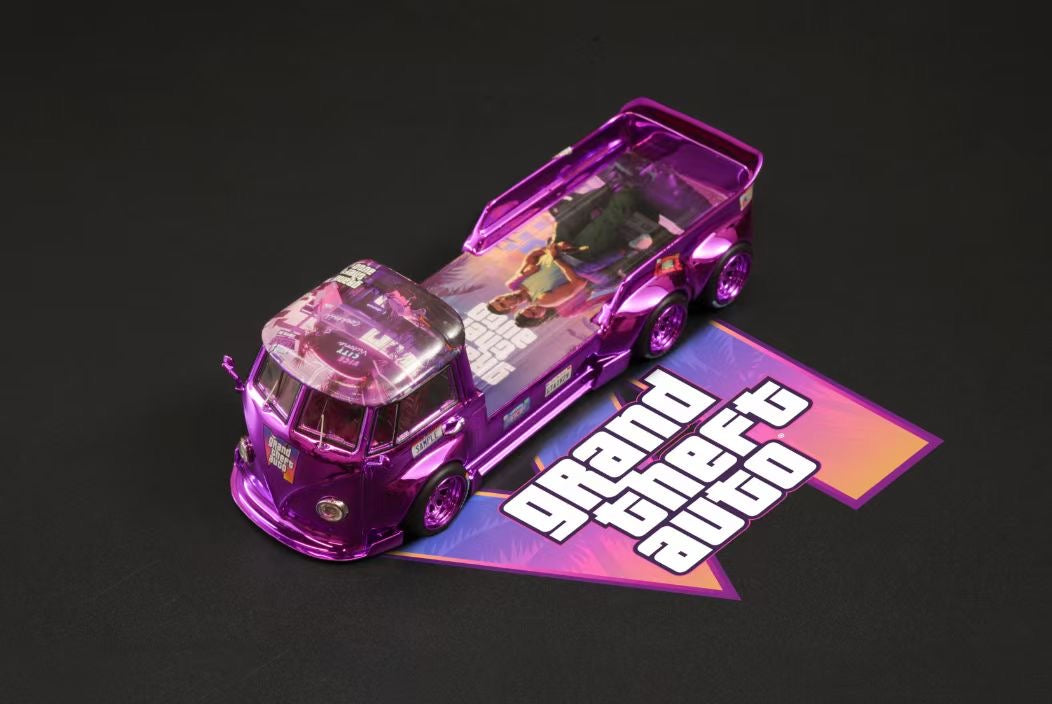 Liberty64 1:64 Volkswagen T1 Tow Truck GTA Edition 128mm Length Chrome Purple Limited 499 Pieces