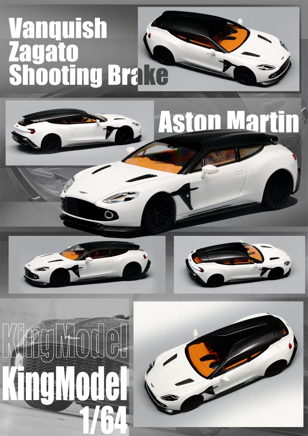 King Model 1:64 Aston Martin Vanquish Zagato Shooting Brake White Limited 999 Pieces