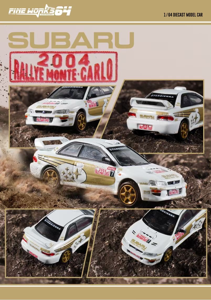 Fine Works 1:64 Subaru Impreza WRC 2004 Rallye Monte Carlo White Limited 499 Pieces