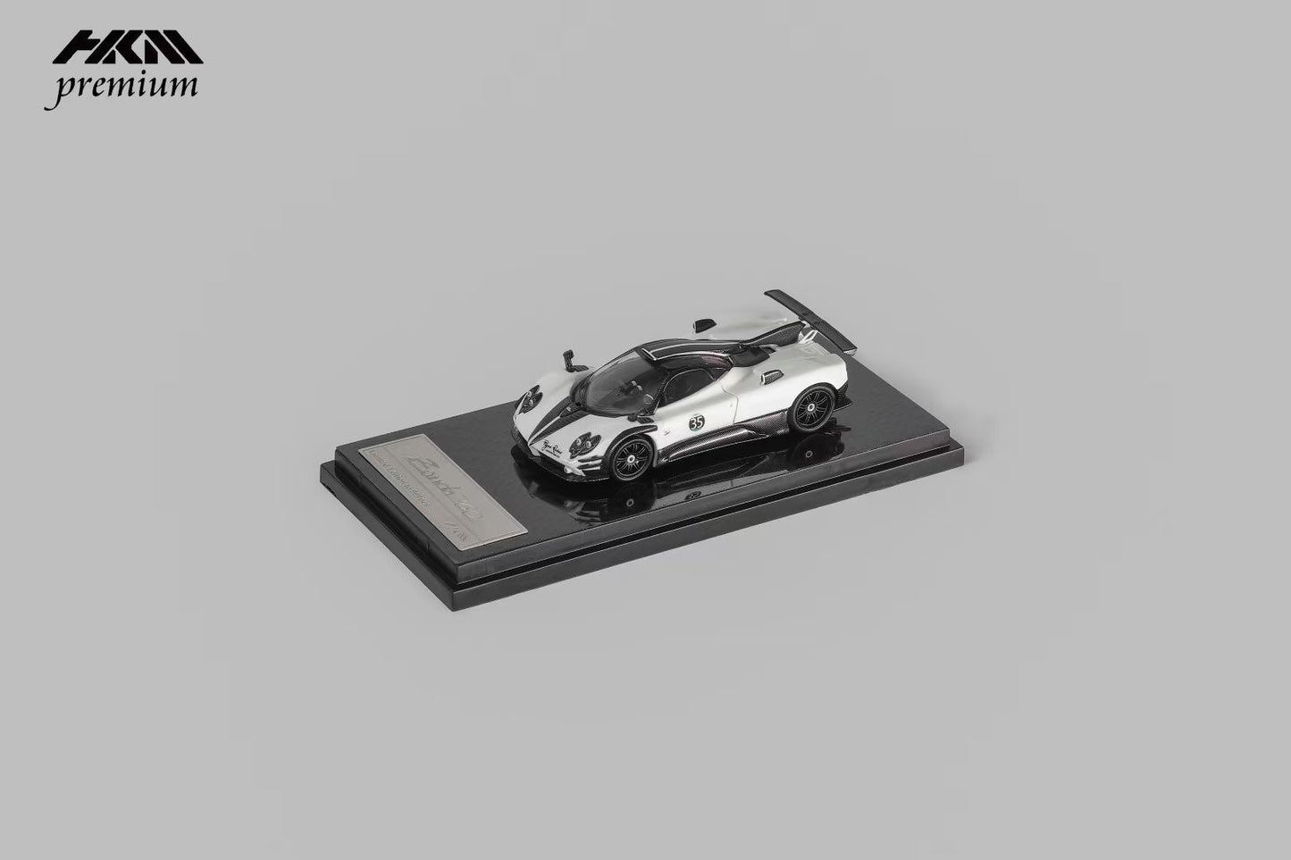 HKM Premium 1:64 Pagani Zonda 760 Berlinetta 2014 Hard Roof Luminous White #35 Removable Rear Engine Boot with Detailed Engine Christmas Premium Packaging Limited 999 Pieces