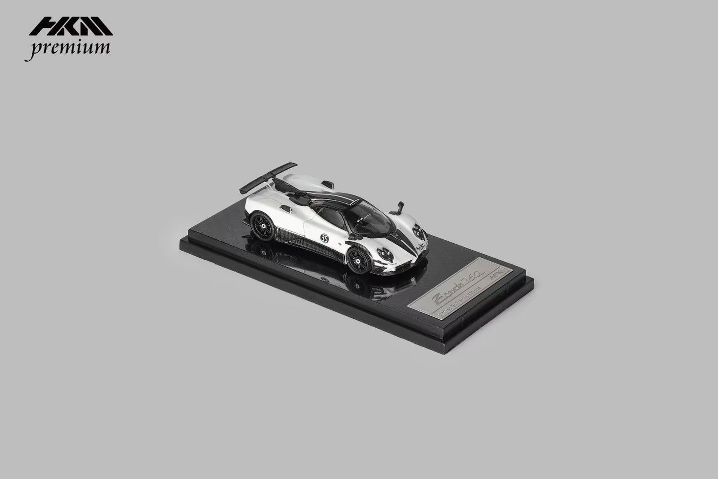 HKM Premium 1:64 Pagani Zonda 760 Berlinetta 2014 Hard Roof Luminous White #35 Removable Rear Engine Boot with Detailed Engine Christmas Premium Packaging Limited 999 Pieces