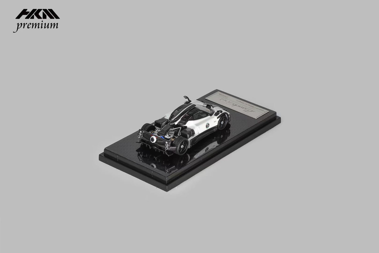 HKM Premium 1:64 Pagani Zonda 760 Berlinetta 2014 Hard Roof Luminous White #35 Removable Rear Engine Boot with Detailed Engine Christmas Premium Packaging Limited 999 Pieces