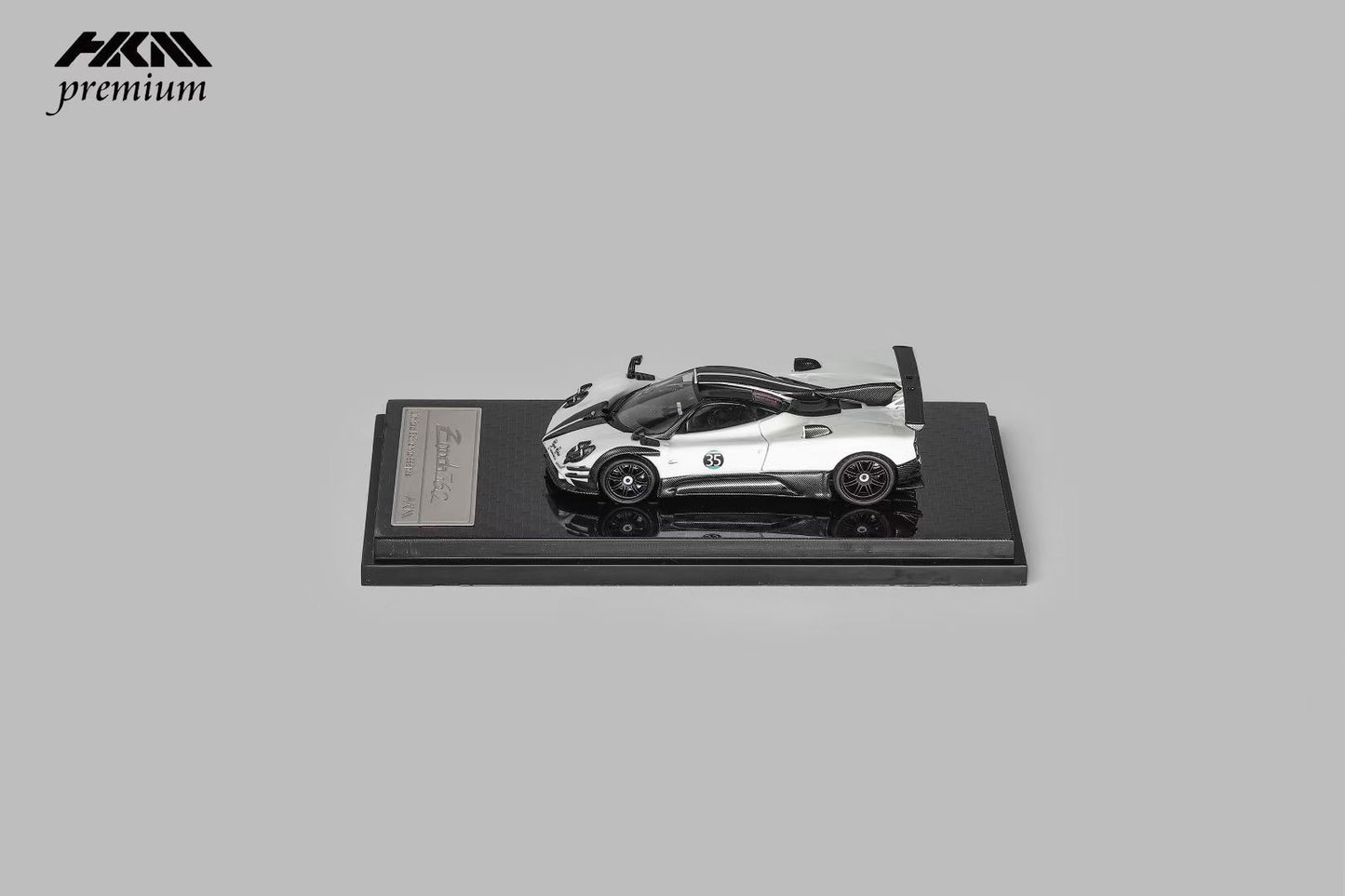 HKM Premium 1:64 Pagani Zonda 760 Berlinetta 2014 Hard Roof Luminous White #35 Removable Rear Engine Boot with Detailed Engine Christmas Premium Packaging Limited 999 Pieces