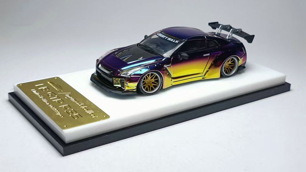 Model Collect 1:64 Nissan GT-R R35 LBWK Custom 1.5 Liberty Walk Magic Purple