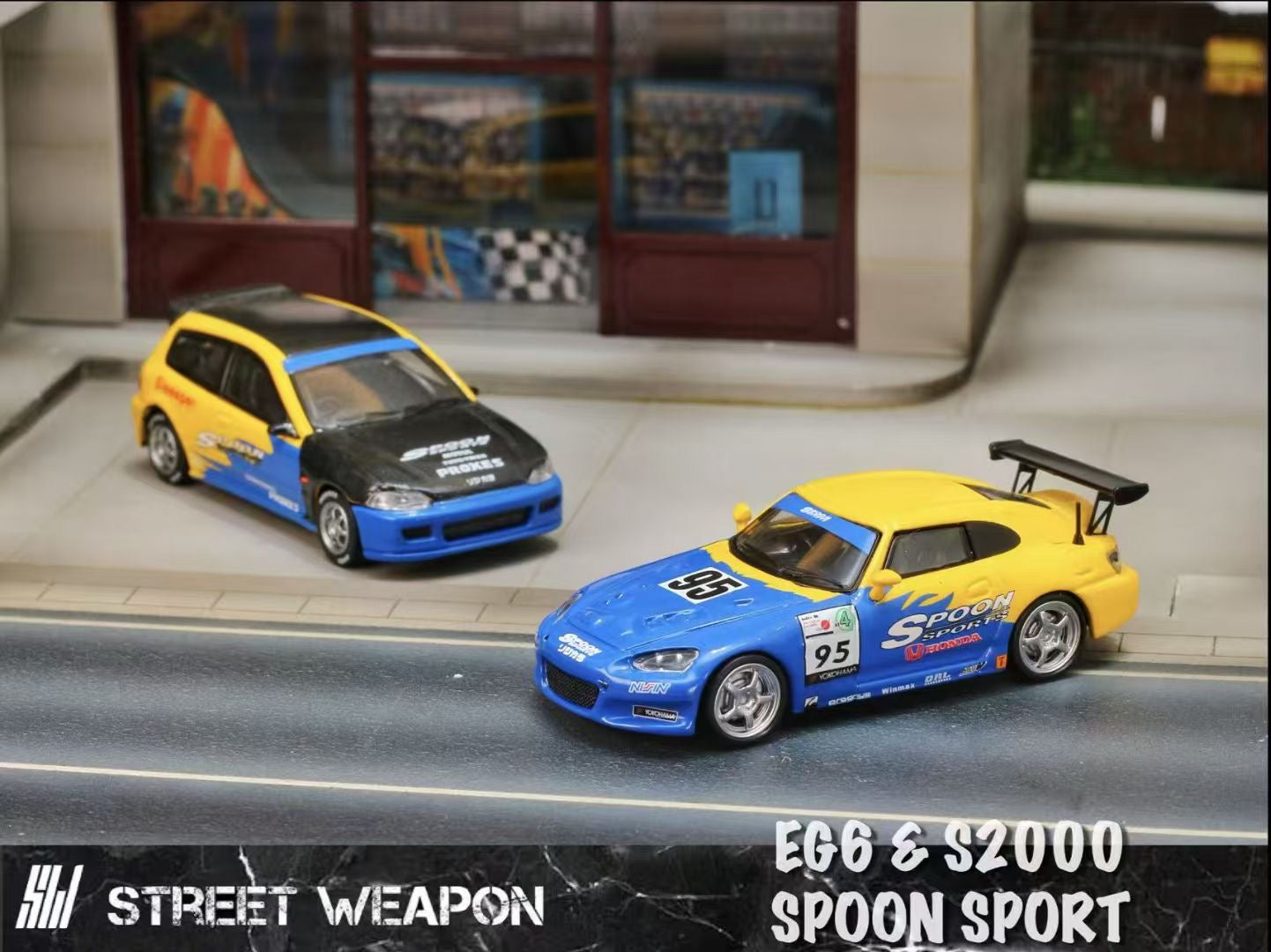 Street Weapon 1:64 Honda Civic EG6 Spoon Carbon Hood Custom Edition