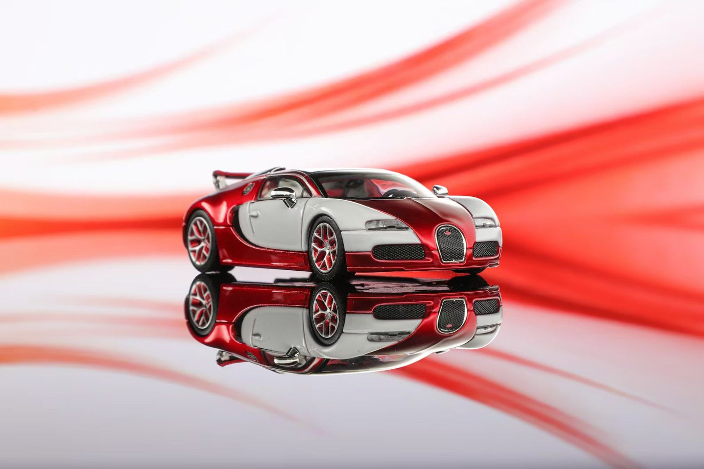 Mortal 1:64 Bugatti Veyron 16.4 Super Sport Pan Roof Adjustable Spoiler Transparent Red White