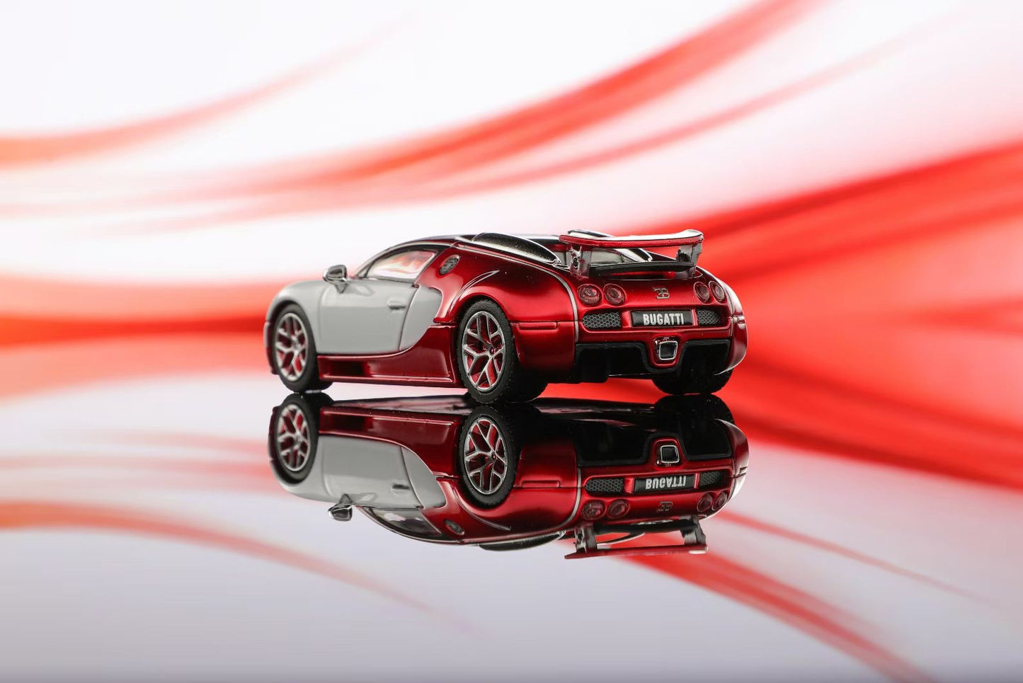 Mortal 1:64 Bugatti Veyron 16.4 Super Sport Pan Roof Adjustable Spoiler Transparent Red White