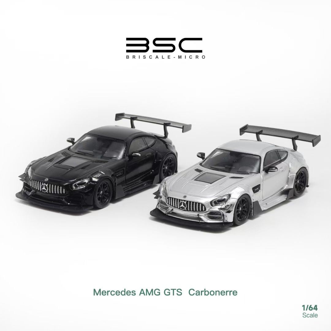 BSC X Rhino Model 1:64 Mercedes Benz AMG GTS MK1 C190 Carbonerre Wide Body Custom Silver