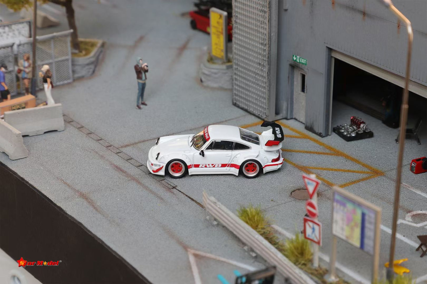Star Model 1:64 Porsche RWB 964 GT Wing White with Red Wheels China AIT Expo 2025 Special Edition Limited 399 Pieces (Copy)