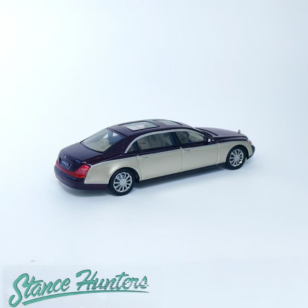 Stance Hunters 1/64 Mercedes Benz Maybach 62 with Pan Roofs Wine Red and Gold
