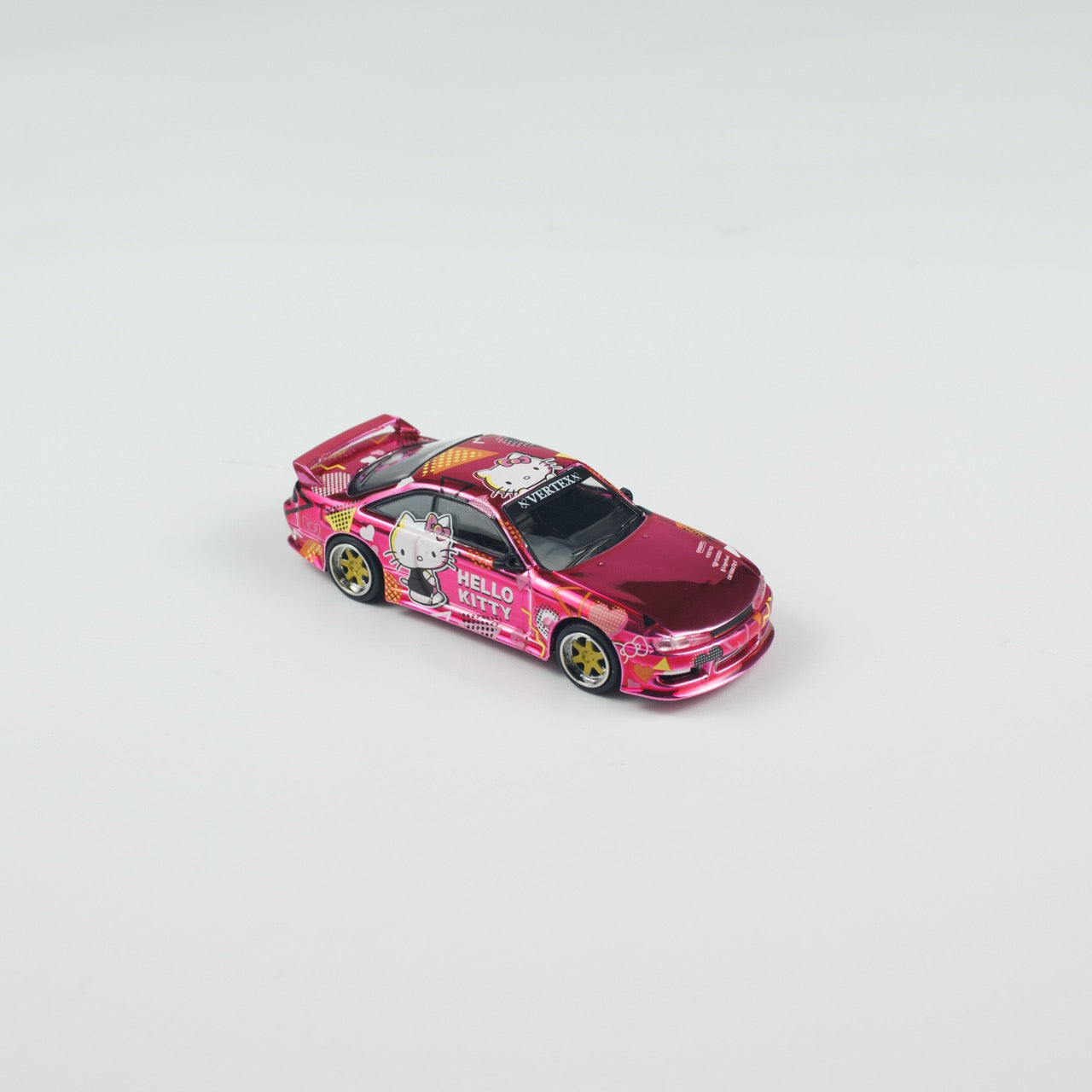 Tarmac Works 1/64 Vertex Nissan Silvia (S14) Sanrio Hello Kitty Pink Chrome China APA XPO 2025 Event Special Edition