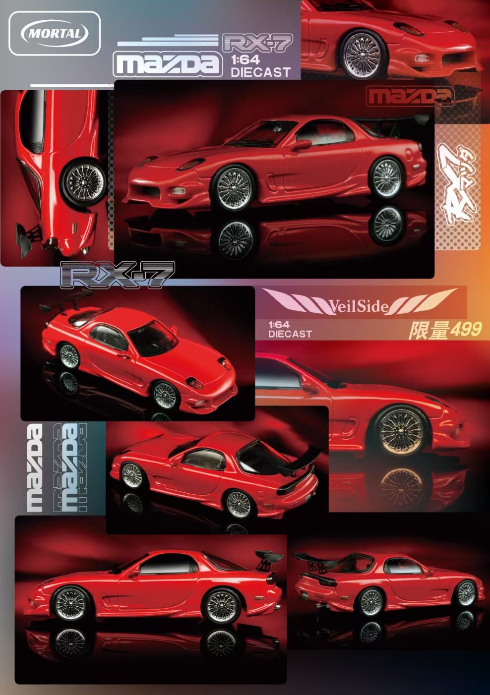 Mortal 1:64 Mazda RX-7 FD3S Veilside Fortune Custom Red