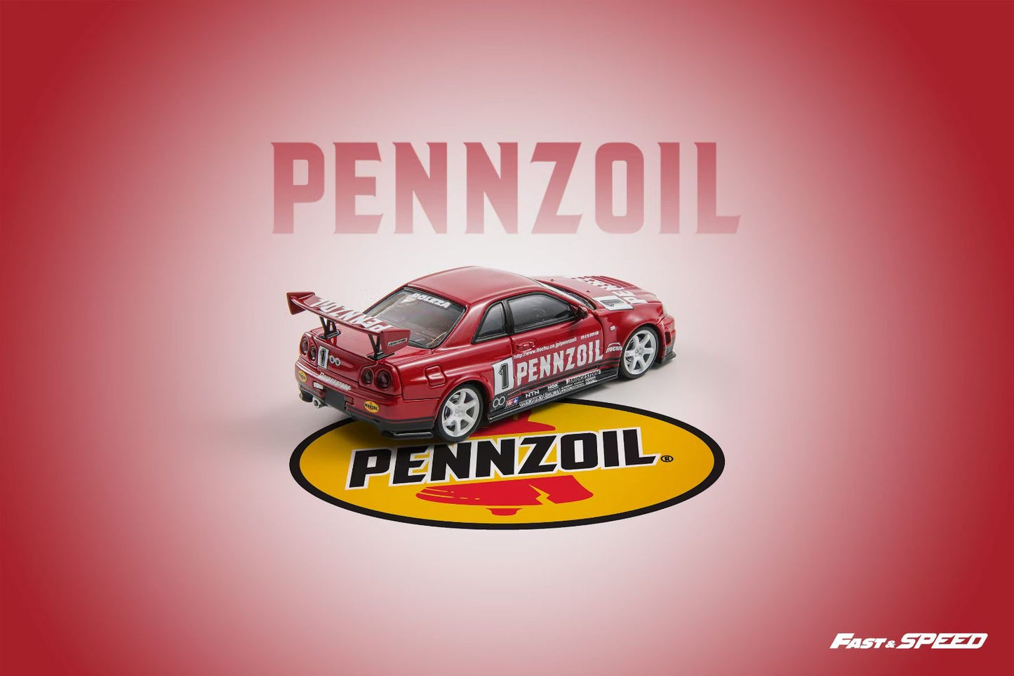 Fast Speed 1:64 Nissan GT-R BNR34 R34 Nismo Z-Tune Pennzoil #1 Red