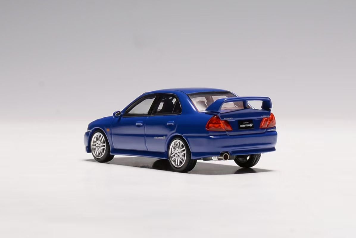 Motorhelix Senior Series 1:64 Mitsubishi Lancer Evolution 4 EVO IV Icelle Blue Openable Front Hood Detailed Engine - Mitsubishi Official Licensed