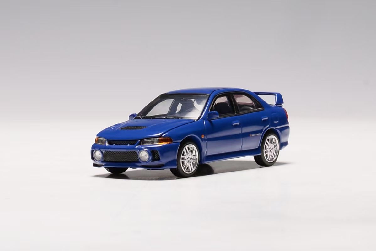 Motorhelix Senior Series 1:64 Mitsubishi Lancer Evolution 4 EVO IV Icelle Blue Openable Front Hood Detailed Engine - Mitsubishi Official Licensed