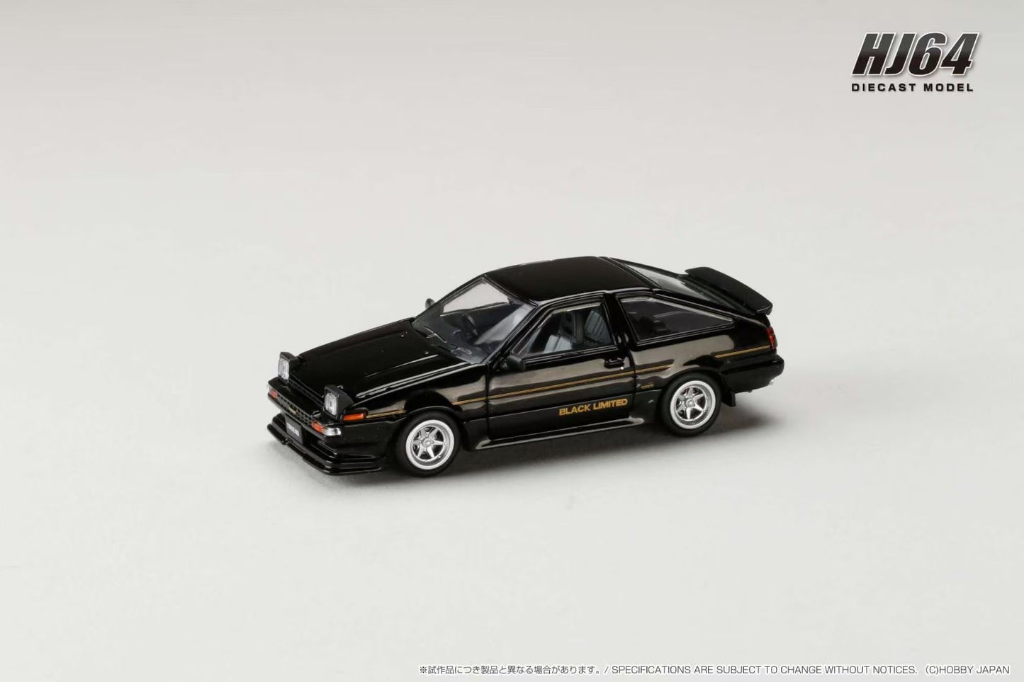 Hobby Japan 1:64 Toyota Sprinter Trueno GT Apex AE86 BLACK LIMITED JDM Style Black Pop Up Lights Openable Front Hood with Detailed Engine Toyota Official Licensed (HJ645052BK)