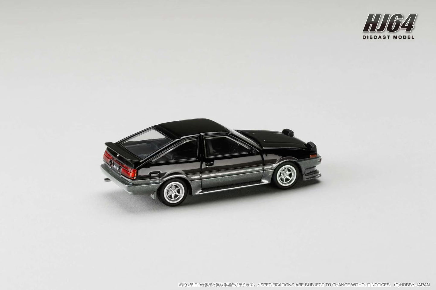 Hobby Japan 1:64 Toyota Sprinter Trueno GT Apex AE86 Late Version JDM Style Black Grey Pop Up Lights Openable Front Hood with Detailed Engine Toyota Official Licensed (HJ645052SG)