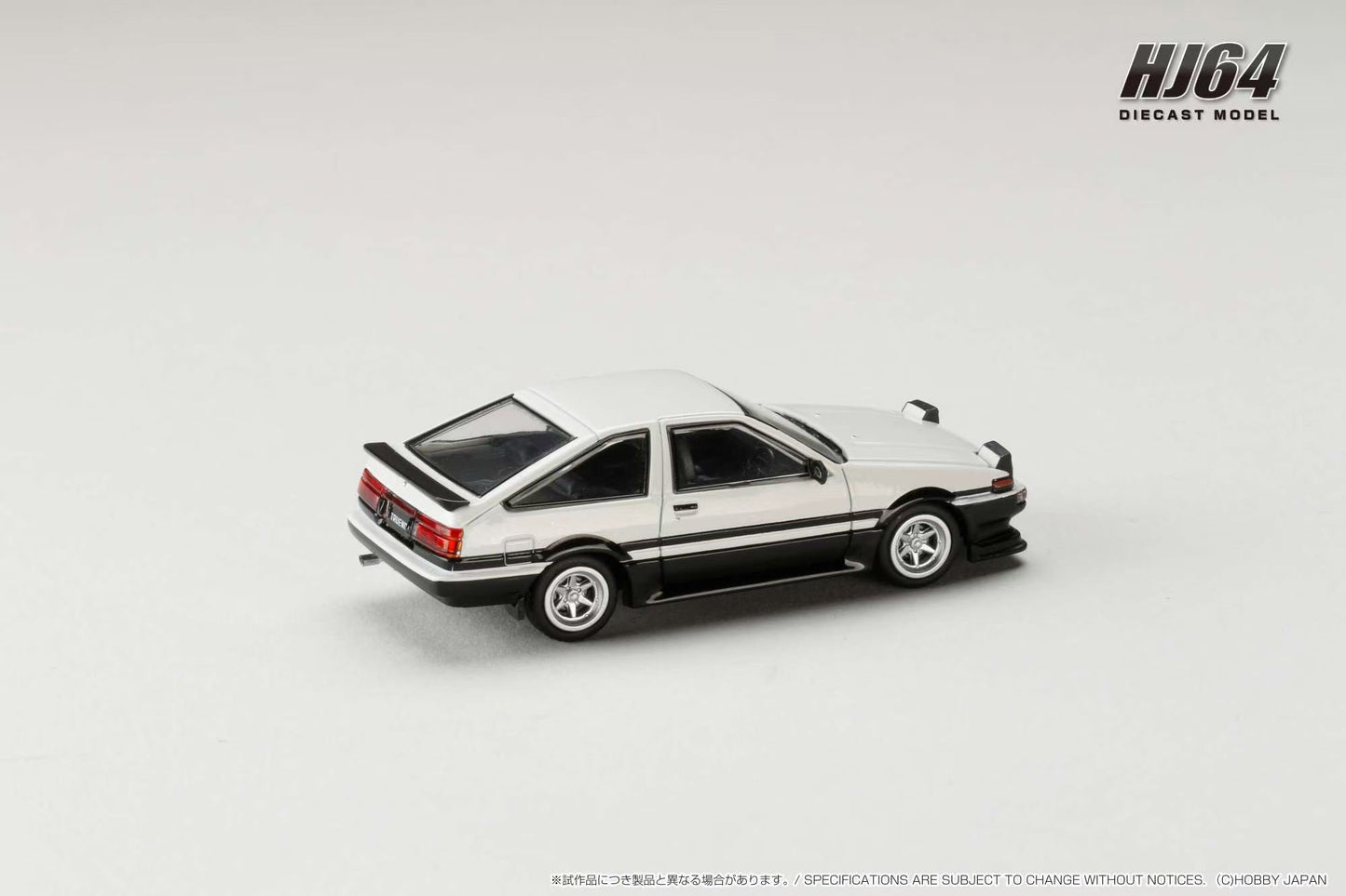 Hobby Japan 1:64 Toyota Sprinter Trueno GT Apex AE86 Late Version JDM Style White Black Pop Up Lights Openable Front Hood with Detailed Engine Toyota Official Licensed (HJ645052WB)