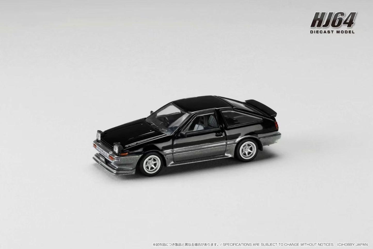 Hobby Japan 1:64 Toyota Sprinter Trueno GT Apex AE86 Late Version JDM Style Black Grey Pop Up Lights Openable Front Hood with Detailed Engine Toyota Official Licensed (HJ645052SG)